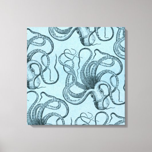 Blauwe octopus canvas afdruk (Voorkant)
