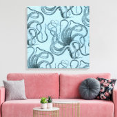 Blauwe octopus canvas afdruk (Insitu (Woonkamer))