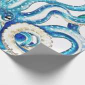 Blauwe octopus Comic Style Cadeaupapier (Hoek)