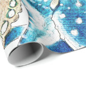 Blauwe octopus Comic Style Cadeaupapier (Rol Hoek)