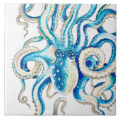 Blauwe octopus Comic Style Tegeltje (Voorkant)