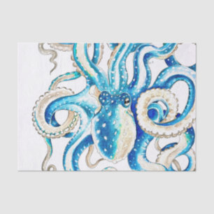 Blauwe octopus Comic Style Tissuepapier
