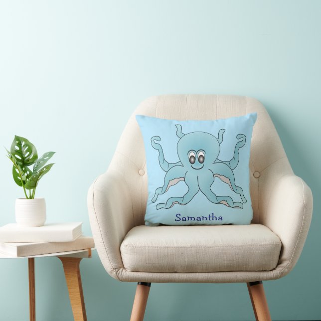 Blauwe Octopus Design Persoonlijk Kussen (Stoel)