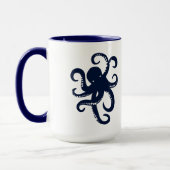 Blauwe Octopus Eenvoudige illustratie Mok (Links)