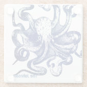 Blauwe octopus glazen onderzetter (Achterkant)