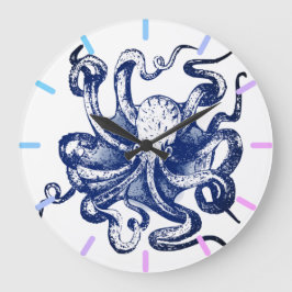 Blauwe octopus grote klok