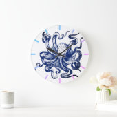 Blauwe octopus grote klok (Huis)