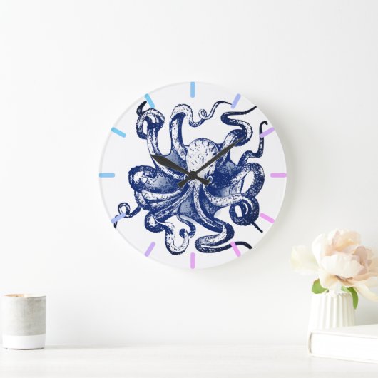 Blauwe octopus grote klok (Huis)