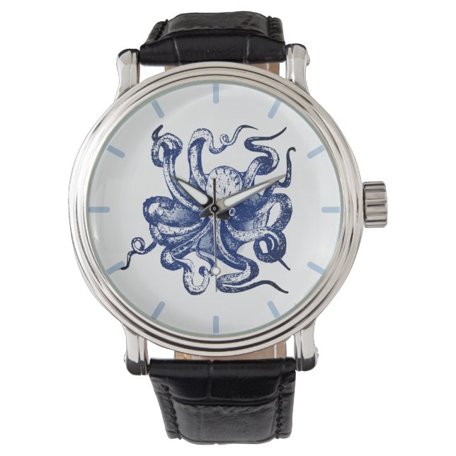Blauwe octopus horloge (Voorkant)