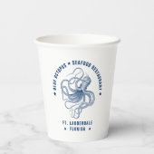 Blauwe Octopus Illustratie Aangepaste tekst Papieren Bekers (Achterkant)