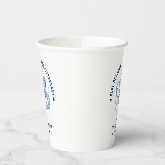 Blauwe Octopus Illustratie Aangepaste tekst Papieren Bekers (Links)