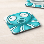 Blauwe octopus Japanse Logo Bier Onderzetter (Linkerzijde)