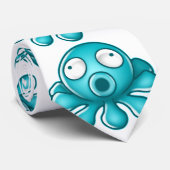 Blauwe octopus Japanse Logo Stropdas (Opgerold)