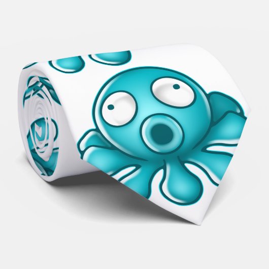 Blauwe octopus Japanse Logo Stropdas (Opgerold)