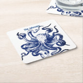 Blauwe octopus kartonnen onderzetters (Schuin)