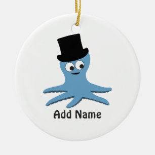 Blauwe octopus keramisch ornament