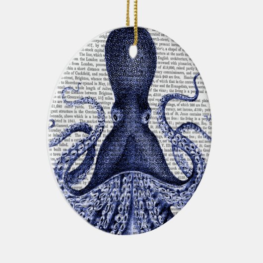 Blauwe octopus keramisch ornament (Rechts)