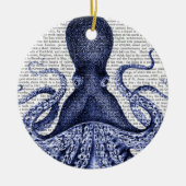 Blauwe octopus keramisch ornament (Voorkant)