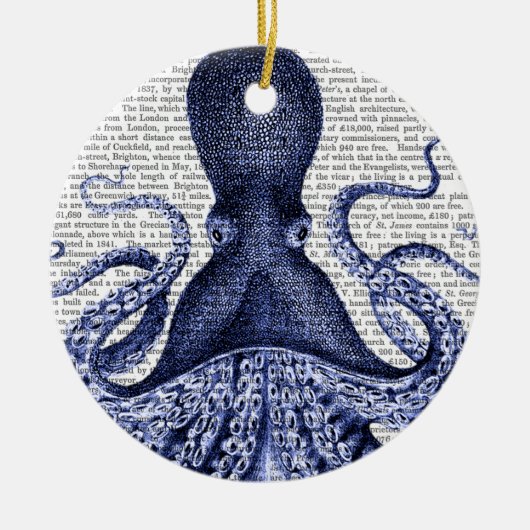 Blauwe octopus keramisch ornament (Voorkant)