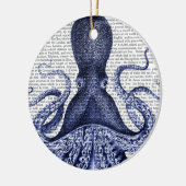 Blauwe octopus keramisch ornament (Links)