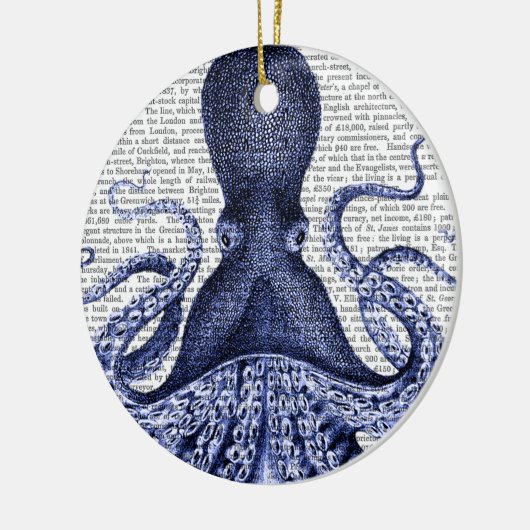 Blauwe octopus keramisch ornament (Links)