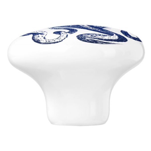 Blauwe octopus keramische knop (Zijkant)