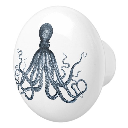 Blauwe octopus keramische knop (Rechts)