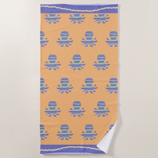 Blauwe octopus koraal strandlaken (Voorkant)