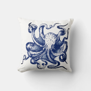 Blauwe octopus kussen