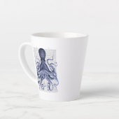 Blauwe octopus latte mok (Linkerhoek)