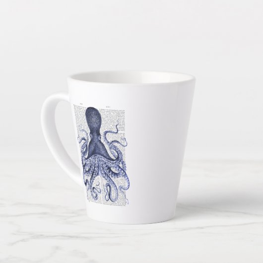 Blauwe octopus latte mok (Linkerhoek)