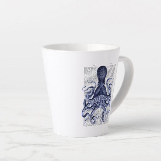 Blauwe octopus latte mok (Rechterhoek)