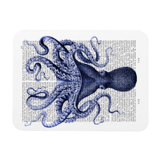 Blauwe octopus magneet (Horizontaal)