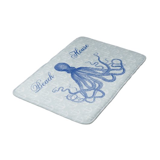  Blauwe Octopus met Anchors Beach House Badmat (Gekanteld)