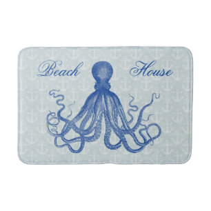 Blauwe Octopus met Anchors Beach House Badmat