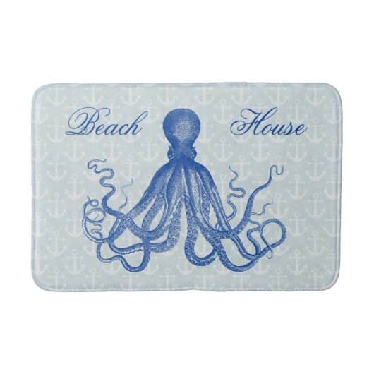  Blauwe Octopus met Anchors Beach House Badmat (Voorkant)