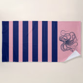 Blauwe octopus met roze en blauwe strepen strandlaken (Voorkant)