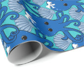 Blauwe Octopus met Strik Inpakpapier (Rol Hoek)