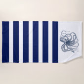 Blauwe octopus met witte en blauwe strepen strandlaken (Voorkant)
