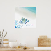 Blauwe Octopus Muurkunst voor de Babykamer Poster (Keuken)