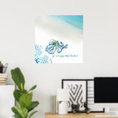Blauwe Octopus Muurkunst voor Kinderkamer Poster (Thuiskantoor)