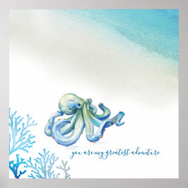 Blauwe Octopus Muurkunst voor Kinderkamer Poster