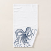Blauwe octopus nautical illustratie bad handdoek (Handdoek)