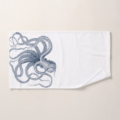 Blauwe octopus nautical illustratie bad handdoek (Handdoek)