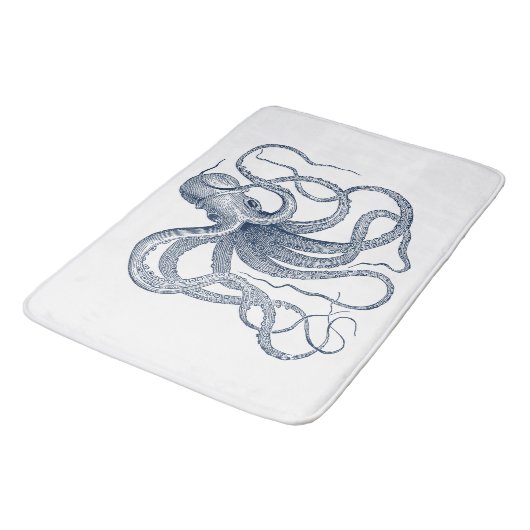 Blauwe octopus nautical illustratie badmat (Gekanteld)