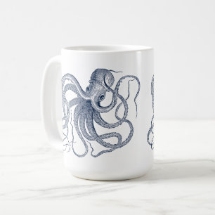 Blauwe Octopus Nautische illustratie Koffie Mok