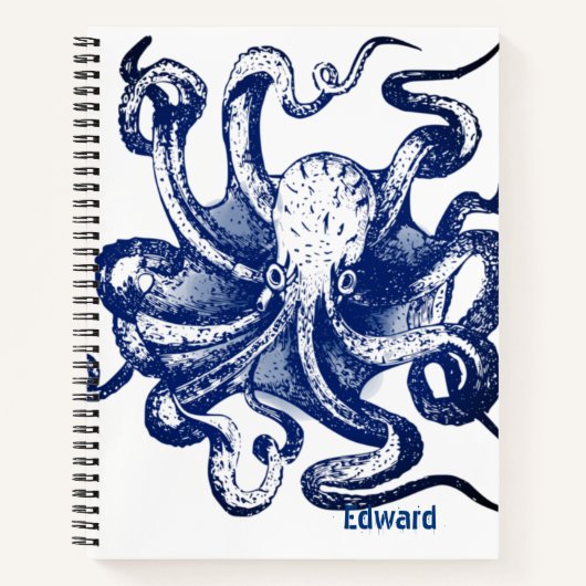 Blauwe octopus notitieboek (Voorkant)