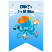  Blauwe Octopus Onder de Zee Jongens Verjaardagsfe
