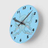Blauwe Octopus Ontwerp Ronde Klok (Hoek)