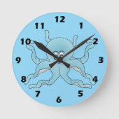Blauwe Octopus Ontwerp Ronde Klok (Voorkant)